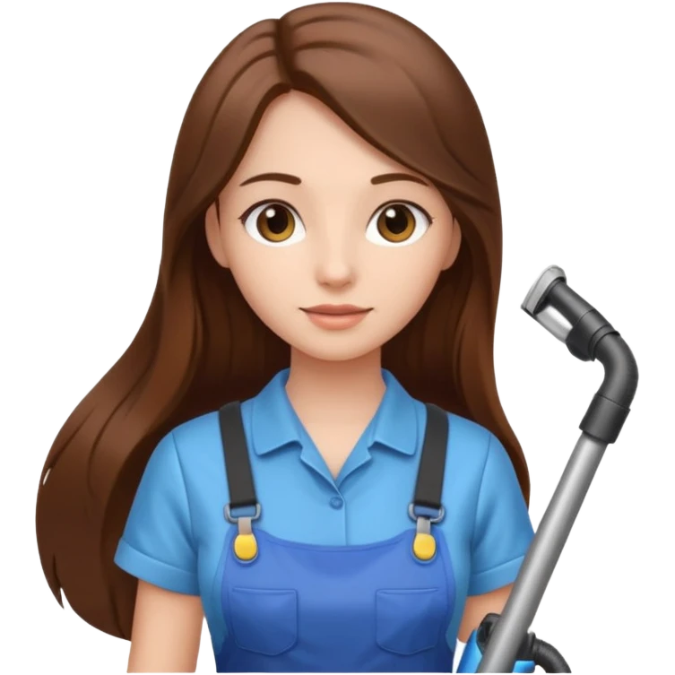 beautiful girl with long brown hair cleaning and vacuuming emoji