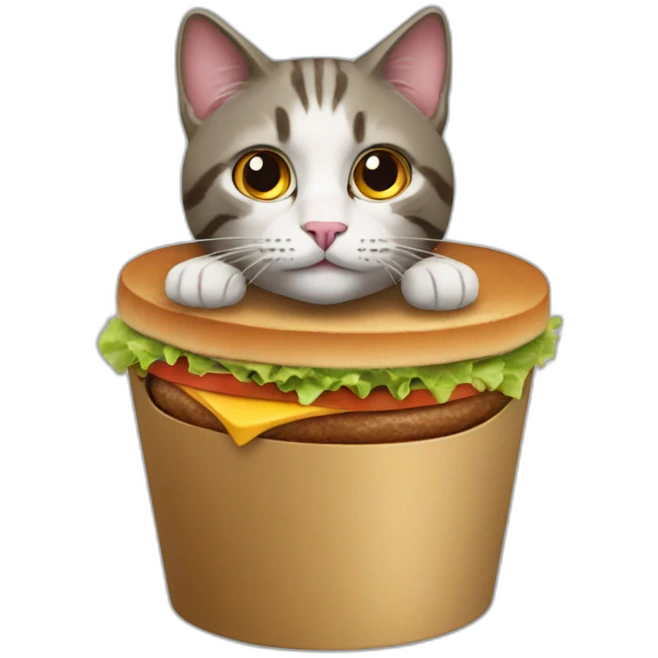 Cat with burger King's bucket emoji