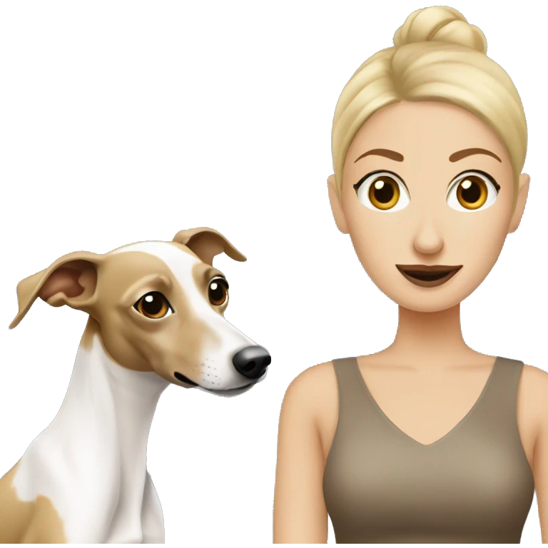 Dirty blonde woman with white and brown Italian greyhound emoji