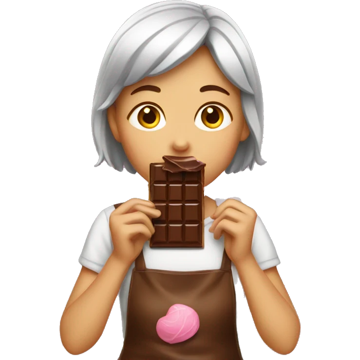 girl eating chocolate emoji
