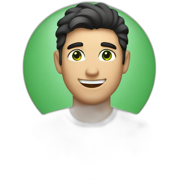 nice man with green eyes, dark hair, bear and smiling emoji
