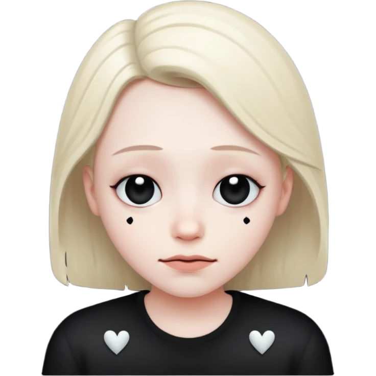 Smiley triste avec un sourire et des cœur noir emoji