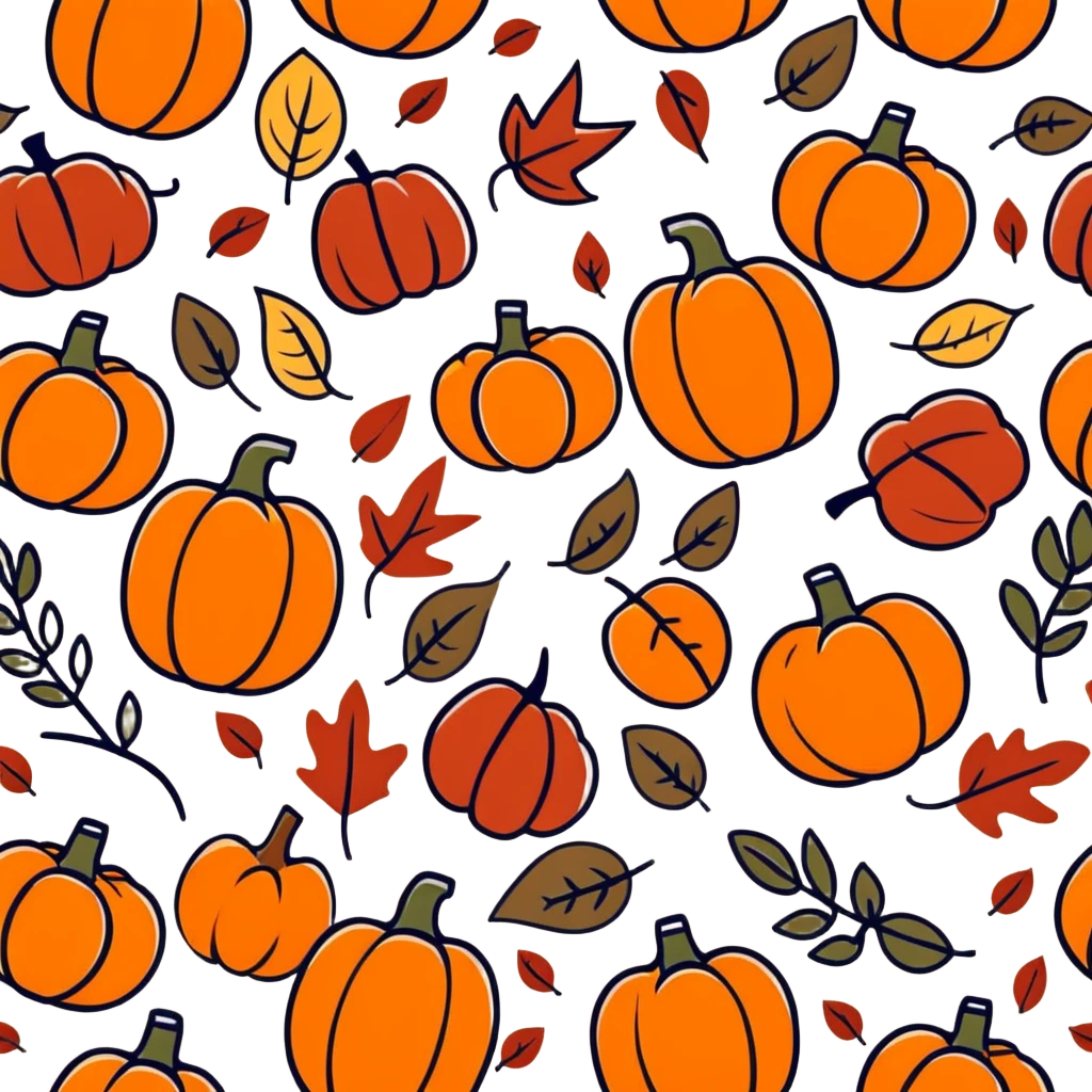 autumn fall scene with leaves, pumpkins, and cozy vibes emoji