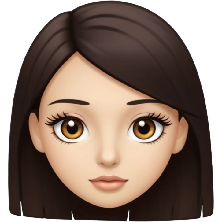 straight hair dark brown eyes and long lashes with and light  skin emoji