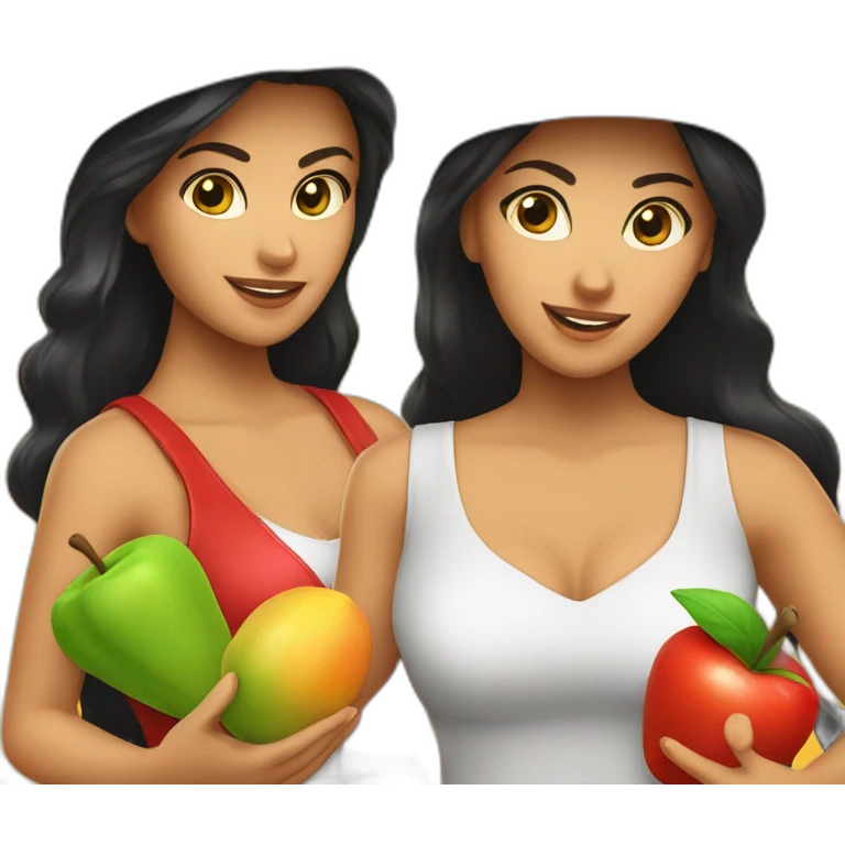 mexican farmers charlies angels 4 of them with fruits in hands emoji