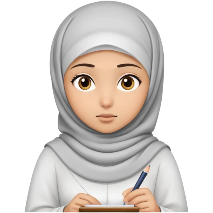 Girl with hijab doing an exam emoji