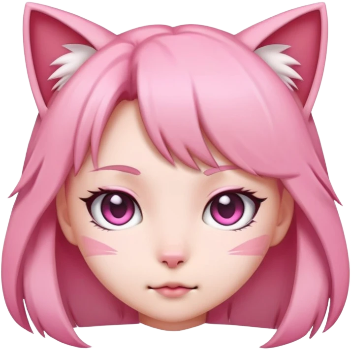 pink anime girl cat head emoji emoji