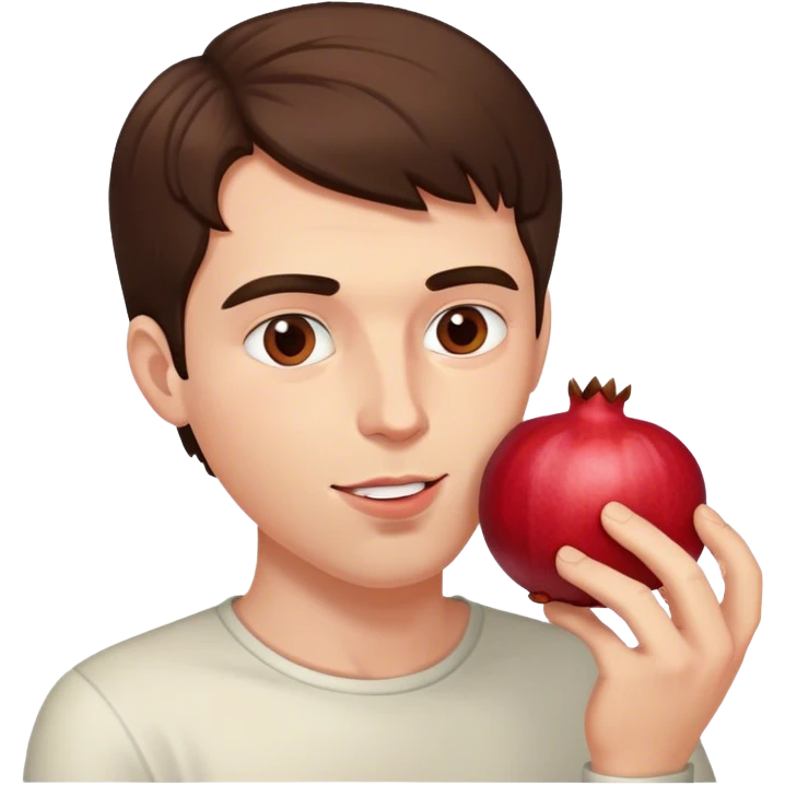 brunette white man eating pomegranate  emoji