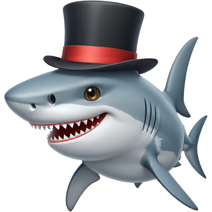 Shark with a top hat emoji