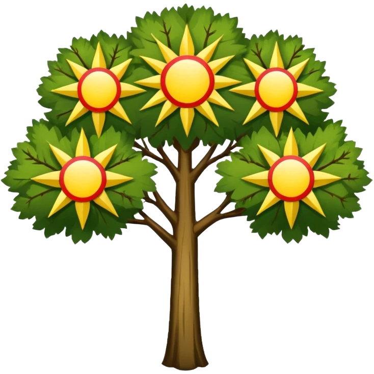 Флаг Чувашии(две мелкие красные полосы снизу, жёлтый фон, чувашское древо и три чувашских солнца из мифологии)  emoji