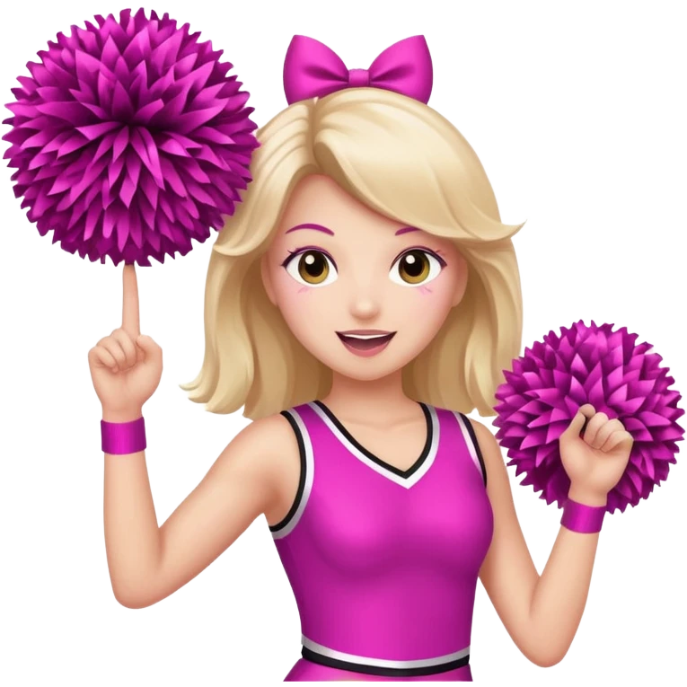football cheerleader, holding big cheering poms, pink and twinkle emoji