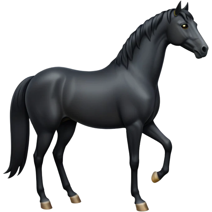 cinematic-[black horse]-realistic-full-body-standing-emoji,-tail-flicking-lazily,-head-tilted-dramatically,-sleek-[black]-coat,-simplified-yet-realistic-focused-features,-highly-detailed,-glowing-with-an-almost-sarcastic-glow emoji