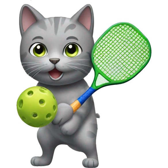Gray cat playing pickleball emoji