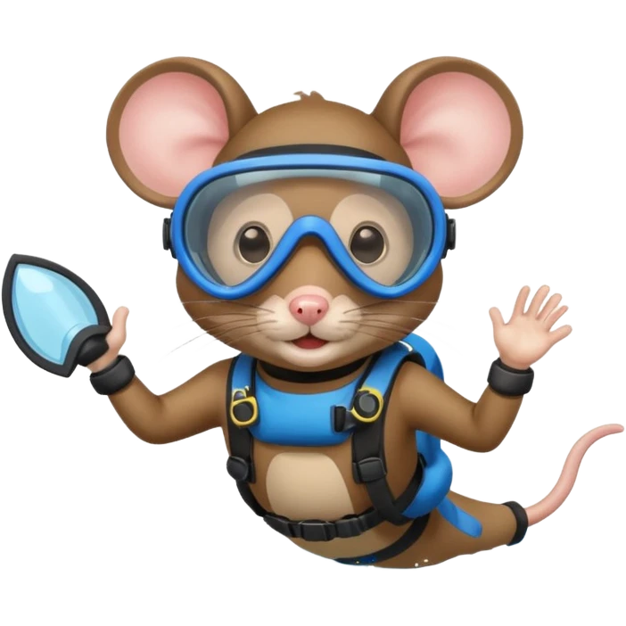mouse wearing scuba gear dive into the sea emoji