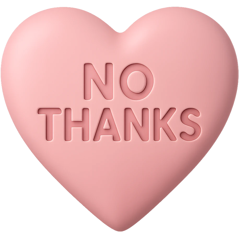 3d pink No thanks heart, remove background emoji