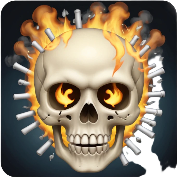 Combine this three emojis 💀🤯💨 where the head should be blasted like 2nd emoji and smoke should come out like third emoji and the reaction should be like this emoji 😨 emoji