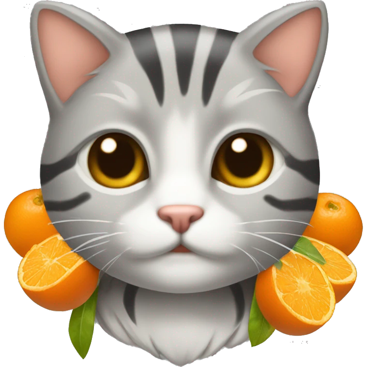 Gatito con rayas plomas y naranjas y negras emoji