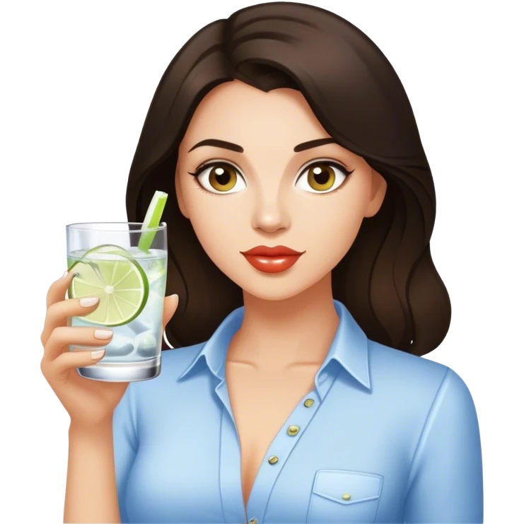 Sexy brunette getting a gin and tonic emoji