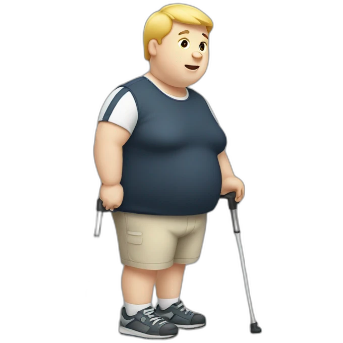 Fat white boy on crutches emoji