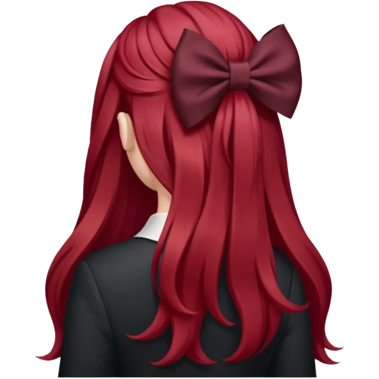 red long hairs with burgundy bow from the back emoji