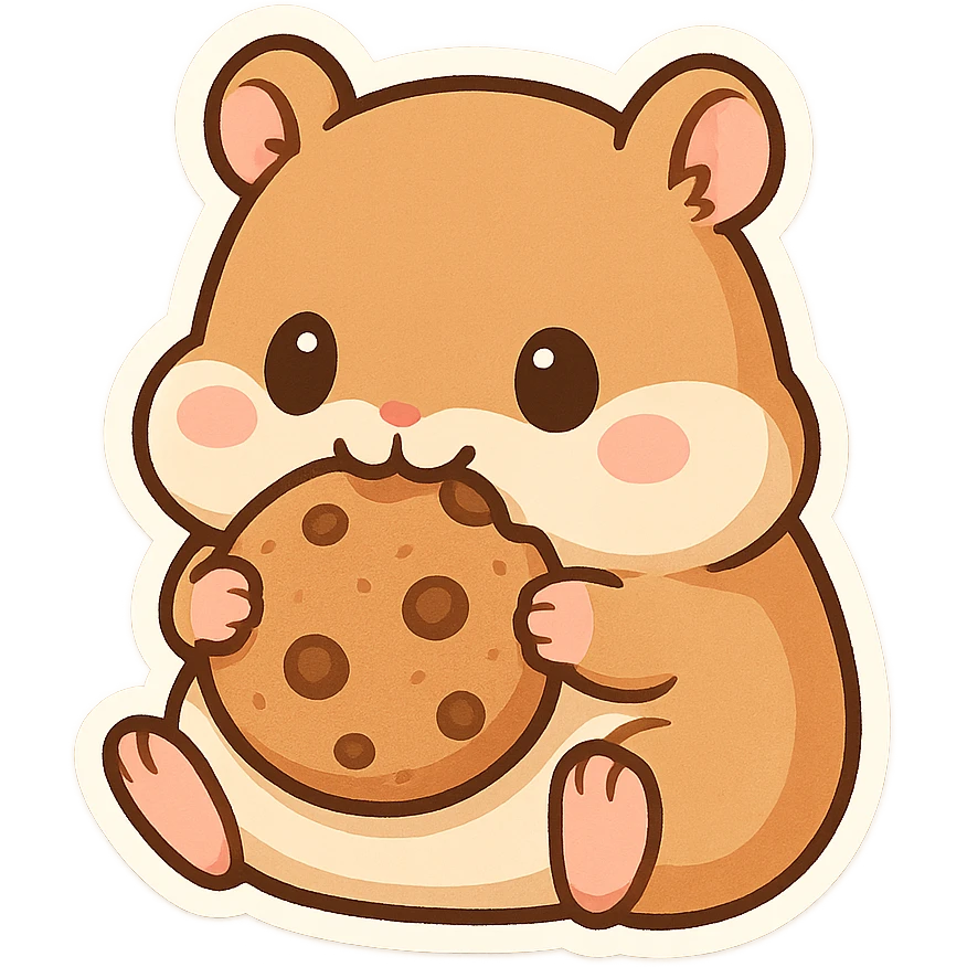 Chibi Hamster Eating Cookie emoji