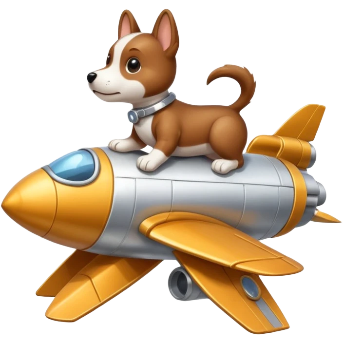 Puppy on top of a rocket ship emoji