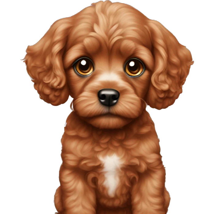 red cavapoo puppy with big black eyes  emoji