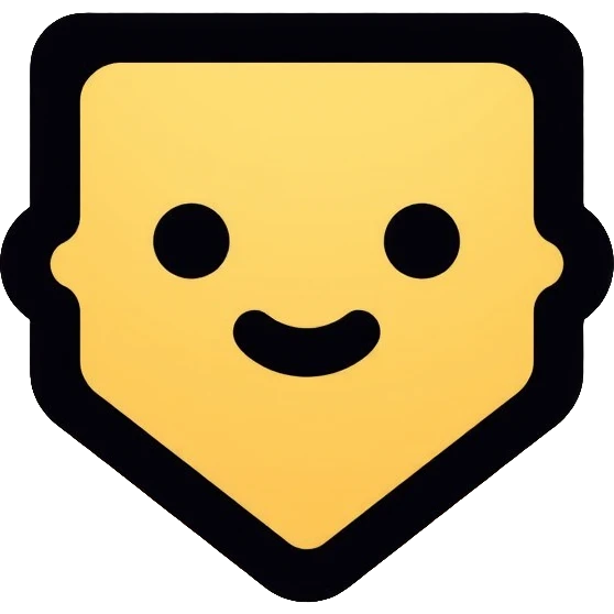 A small decorative AI chip pin with a cute face, representing a collectible AI accessory emoji
