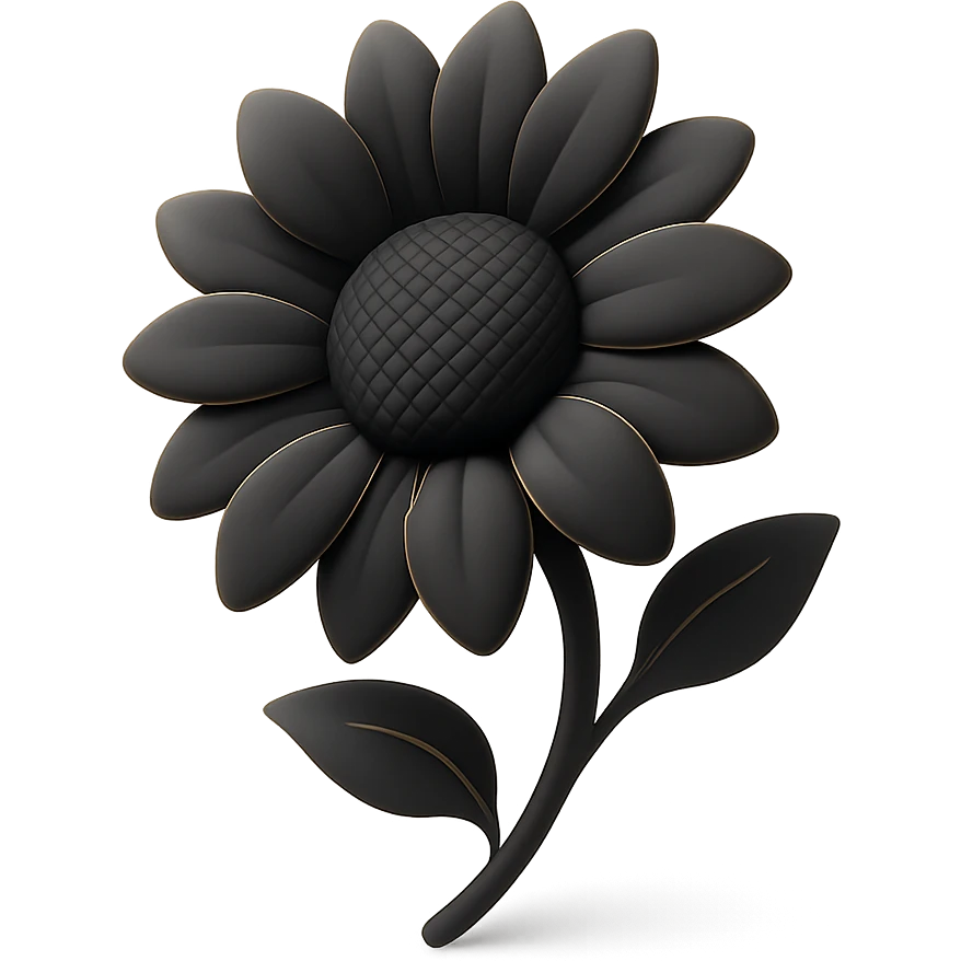 a sunflower in 3D black style emoji
