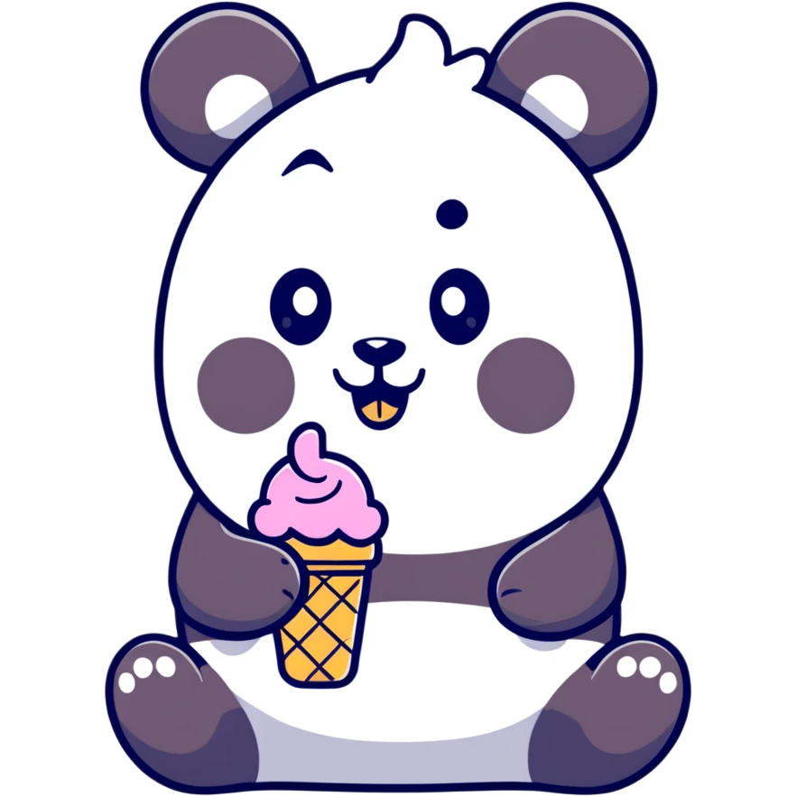 Panda eating ice cream emoji