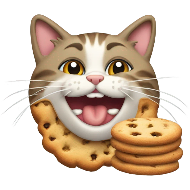 Cat eating cookies emoji
