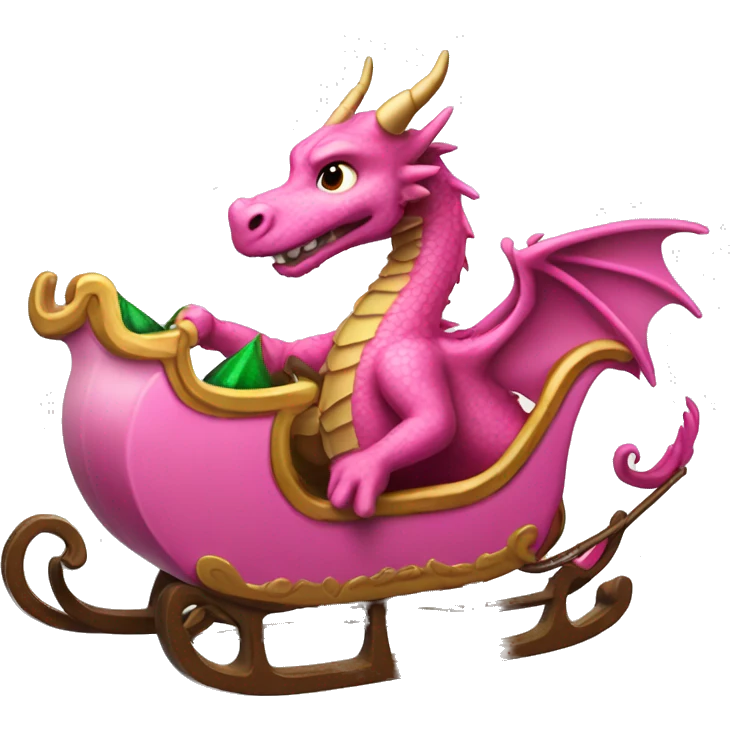 pink dragon driving santa's sleigh emoji