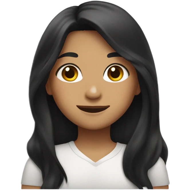 a girl with long black hair olive skinned happy expression  emoji