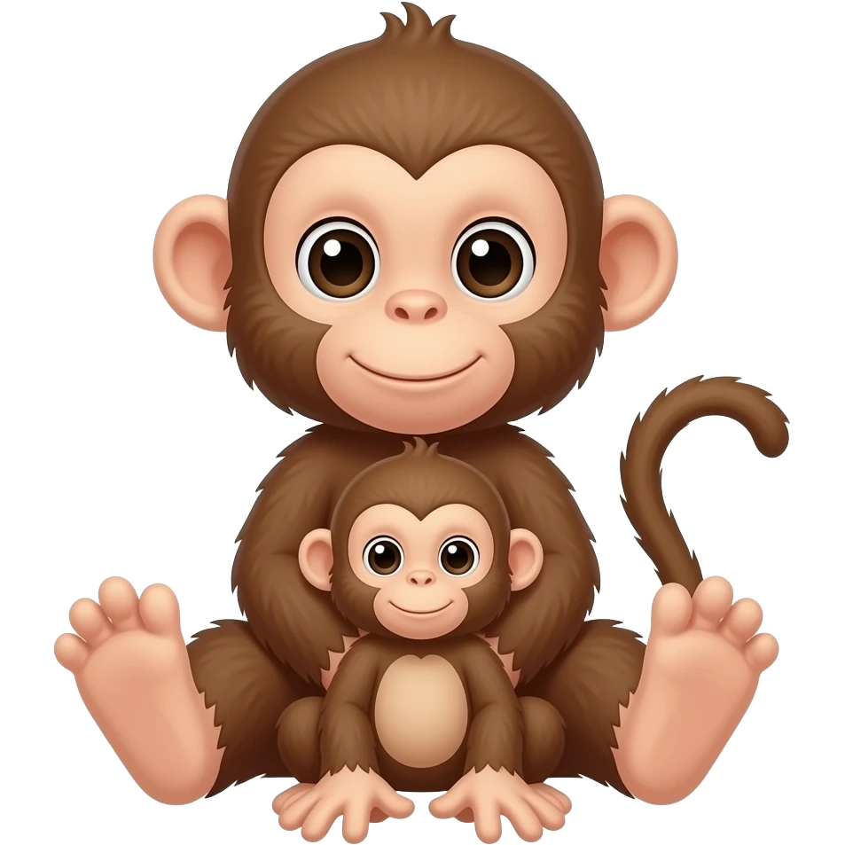 baby monkey with his mother emoji emoji