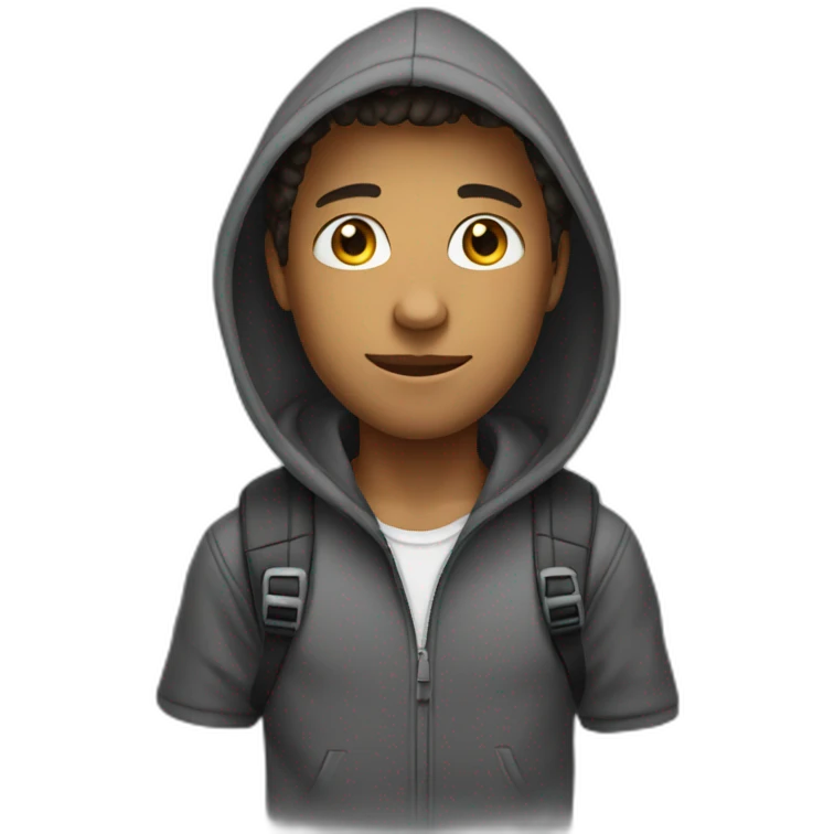young guy with hoodie and backpack emoji