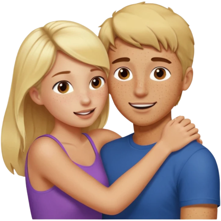 Emoji blonde girl lovingly , biting a brunette man’s arm emoji