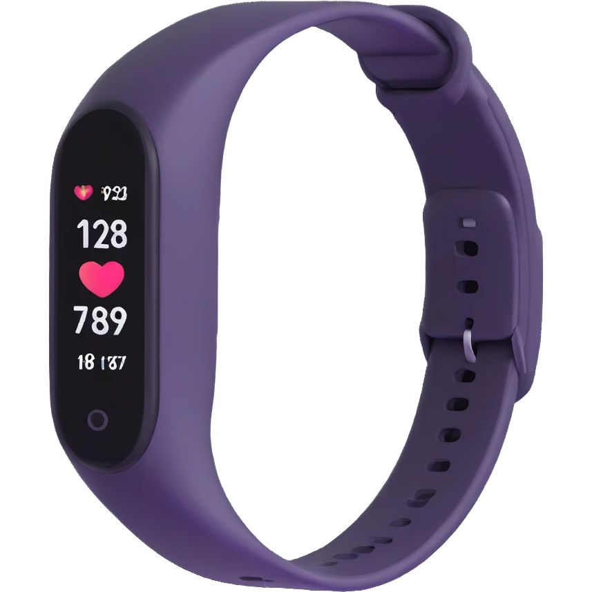 white fitness tracker bracelet with heart rate icon emoji