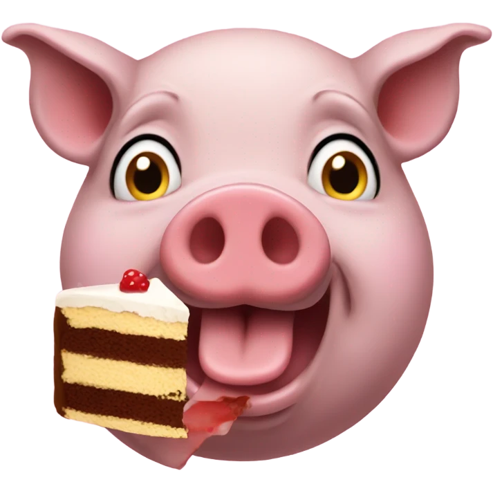 Pig eating cake emoji