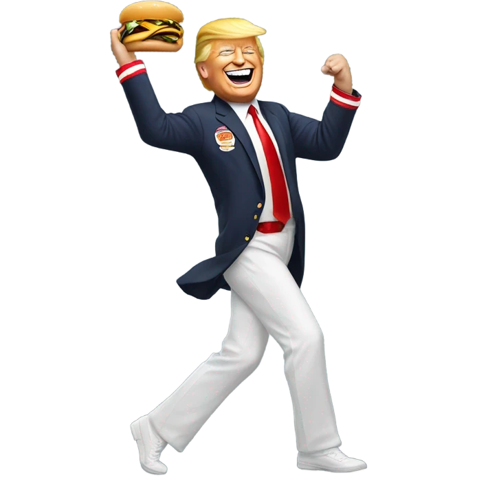 Dancing trump in a McDonald's uniform emoji