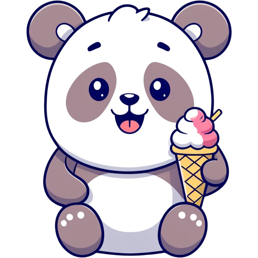Panda eating ice cream emoji