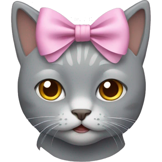 grey cat with a bow emoji