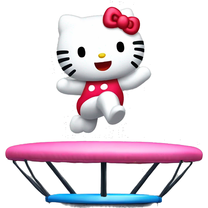 hello kitty jumping up on trampoline emoji