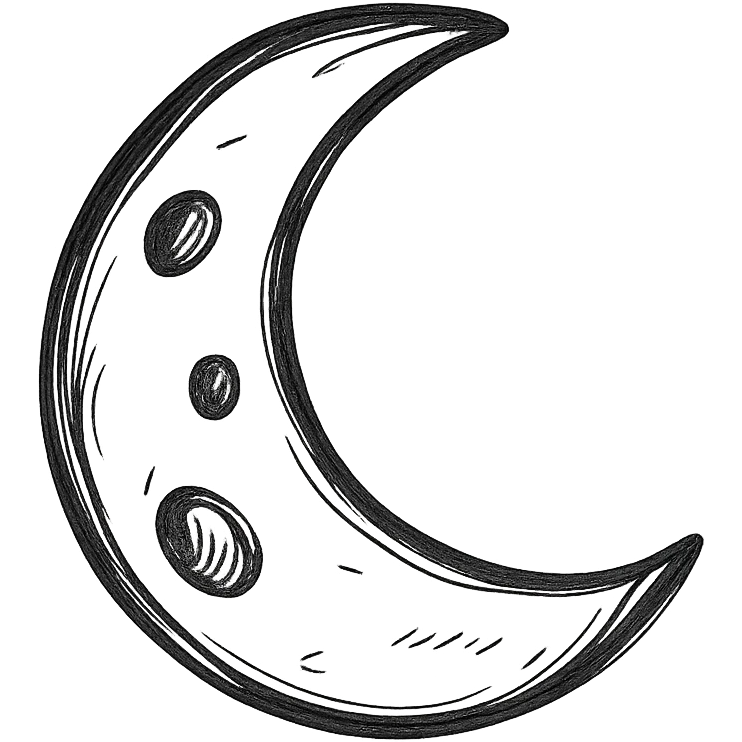 hand drawn outlined icon of a moon, no fill emoji