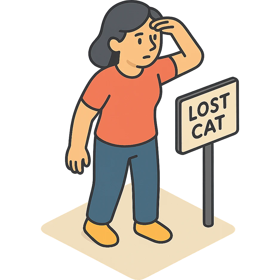 женщина ищет кошку которая пропала emoji