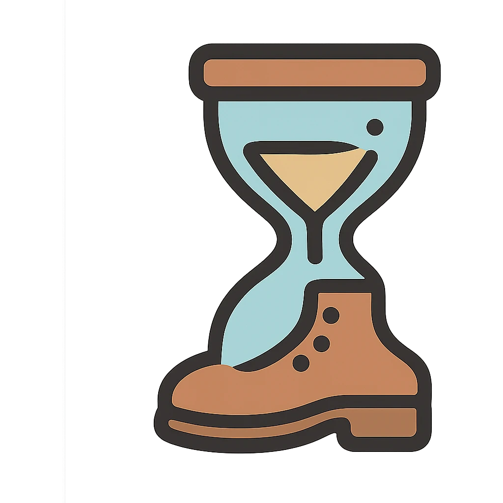 flat toon cartoon style hourglass shaped like shoes emoji