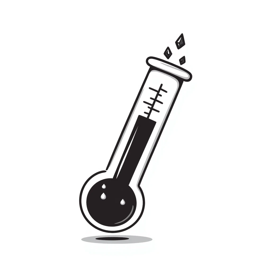 Thermometer showing low temperature with ice crystals emoji
