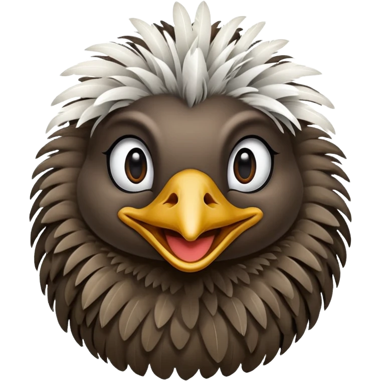 smiling emu, apple emoji style, compact body, white background emoji