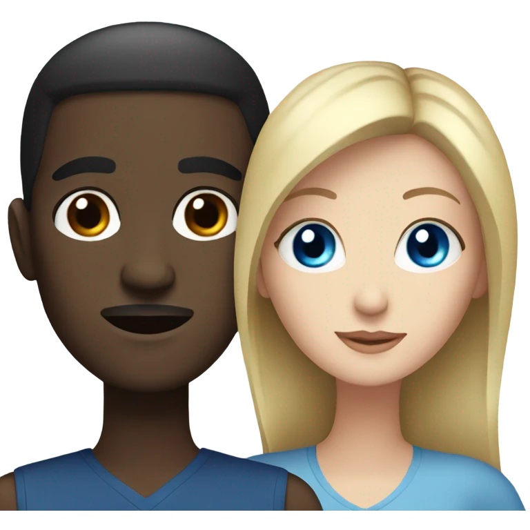 couple white woman with blue eyes and black man emoji