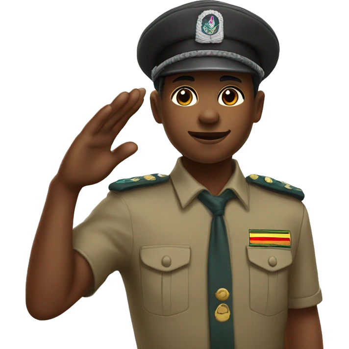 Zimbabwe BLACK scout salute wearing a short and short sleeve as well as cub cap emoji