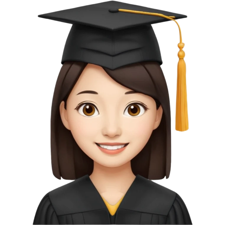 带着学士帽的，深棕色头发，黄种偏白皮肤的，高鼻梁，不戴眼镜的女博士生 emoji